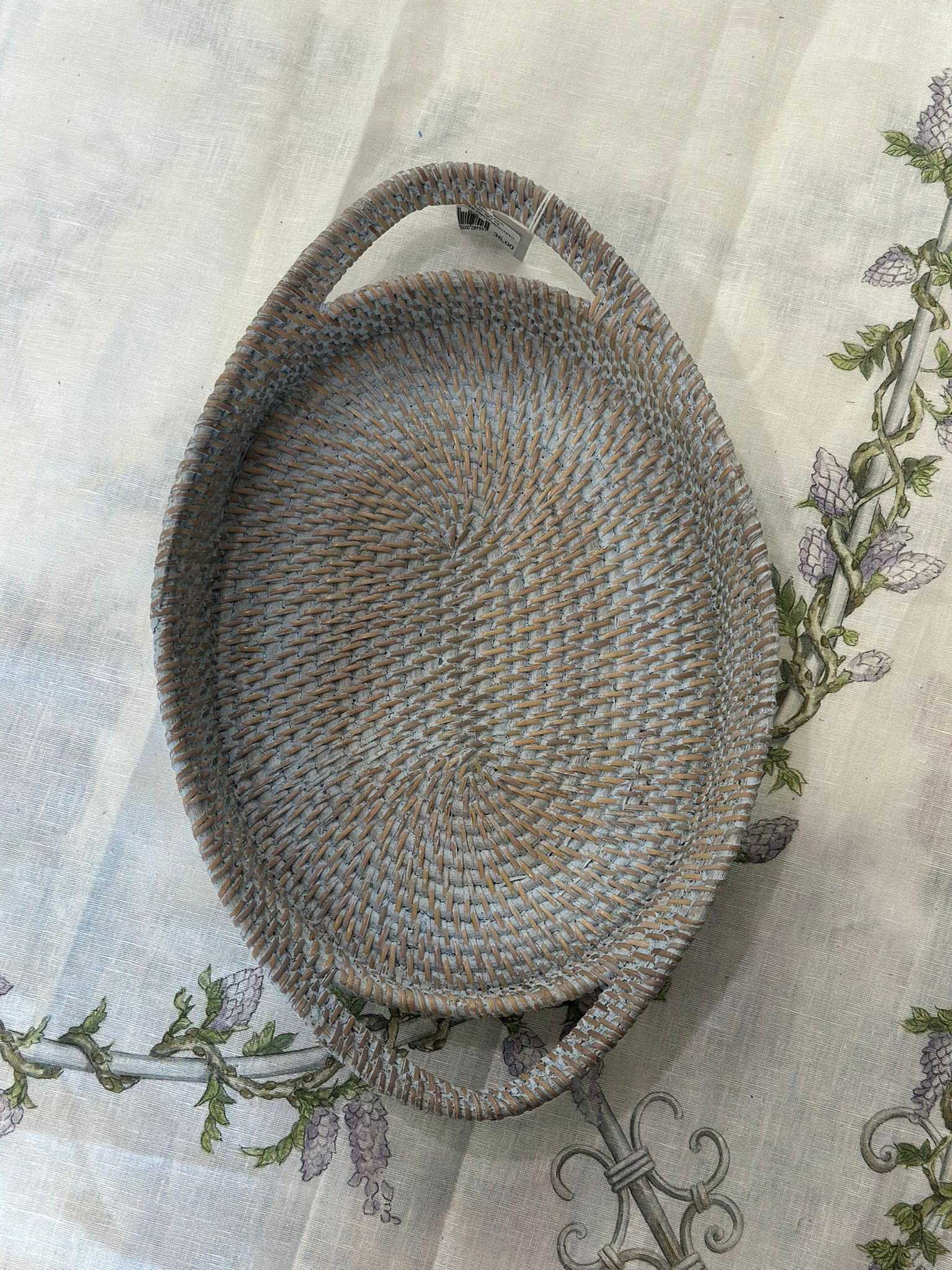 VASSOIO OVALE CON MANICO ESTERNO RATTAN