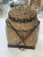 VASO DECORATIVO CON COPERCHIO RATTAN E BAMBOO