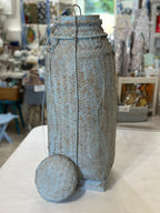 VASO DECORATIVO CON COPERCHIO RATTAN E BAMBOO