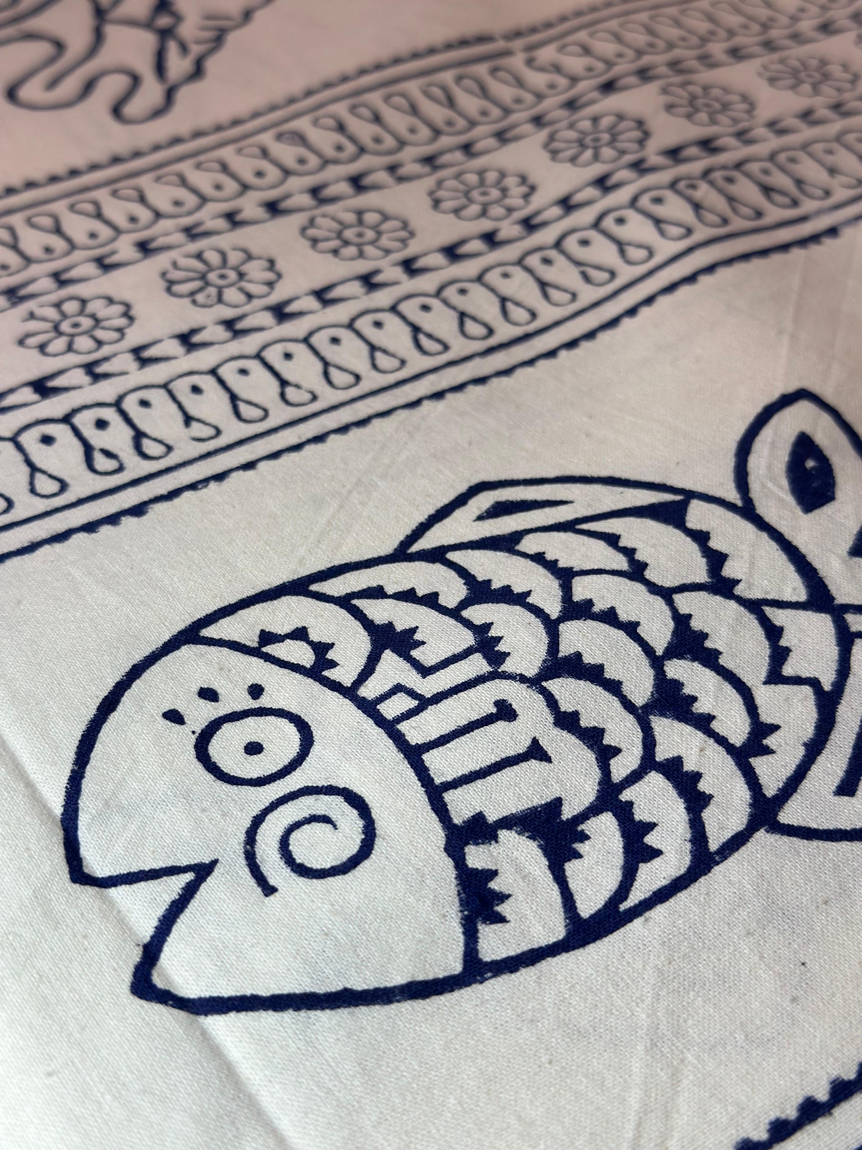 TELO BIANCO CONCHIGLIE BLU