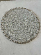 Placemat Tondo XL in Giunco e Cypree Bianco – Ø40 cm Artigianale