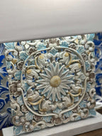 Lampada da Tavolo Quadrata in Legno Intagliato – Artigianale Bali | 36x20x58H cm