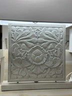 Lampada da Tavolo Quadrata in Legno Intagliato – Artigianale Bali | 36x20x58H cm