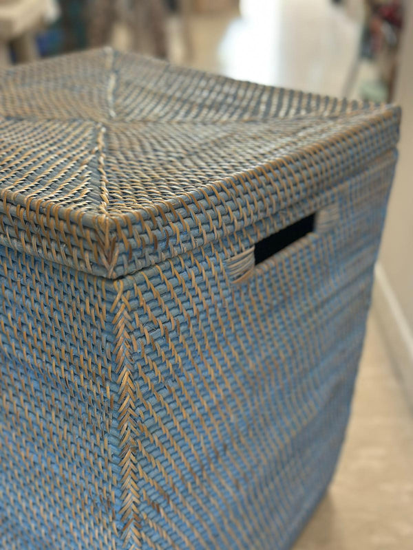 Portabiancheria in Rattan Quadrato  – Cesto Biancheria con Coperchio
