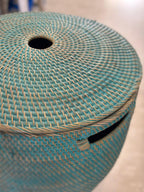 Portabiancheria in Rattan Tondo a Forma Stretta – Cesto Biancheria con Coperchio