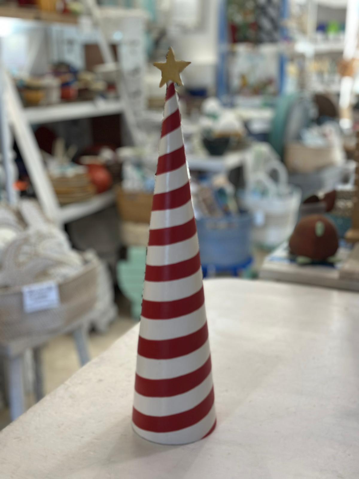 ALBERO NATALE ROSSO STRISCE BIANCHE