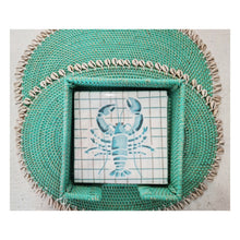 Carica l&#39;immagine nel visualizzatore di Gallery, PLACEMAT ovale IN RATTAN VERDE TIFFANY
