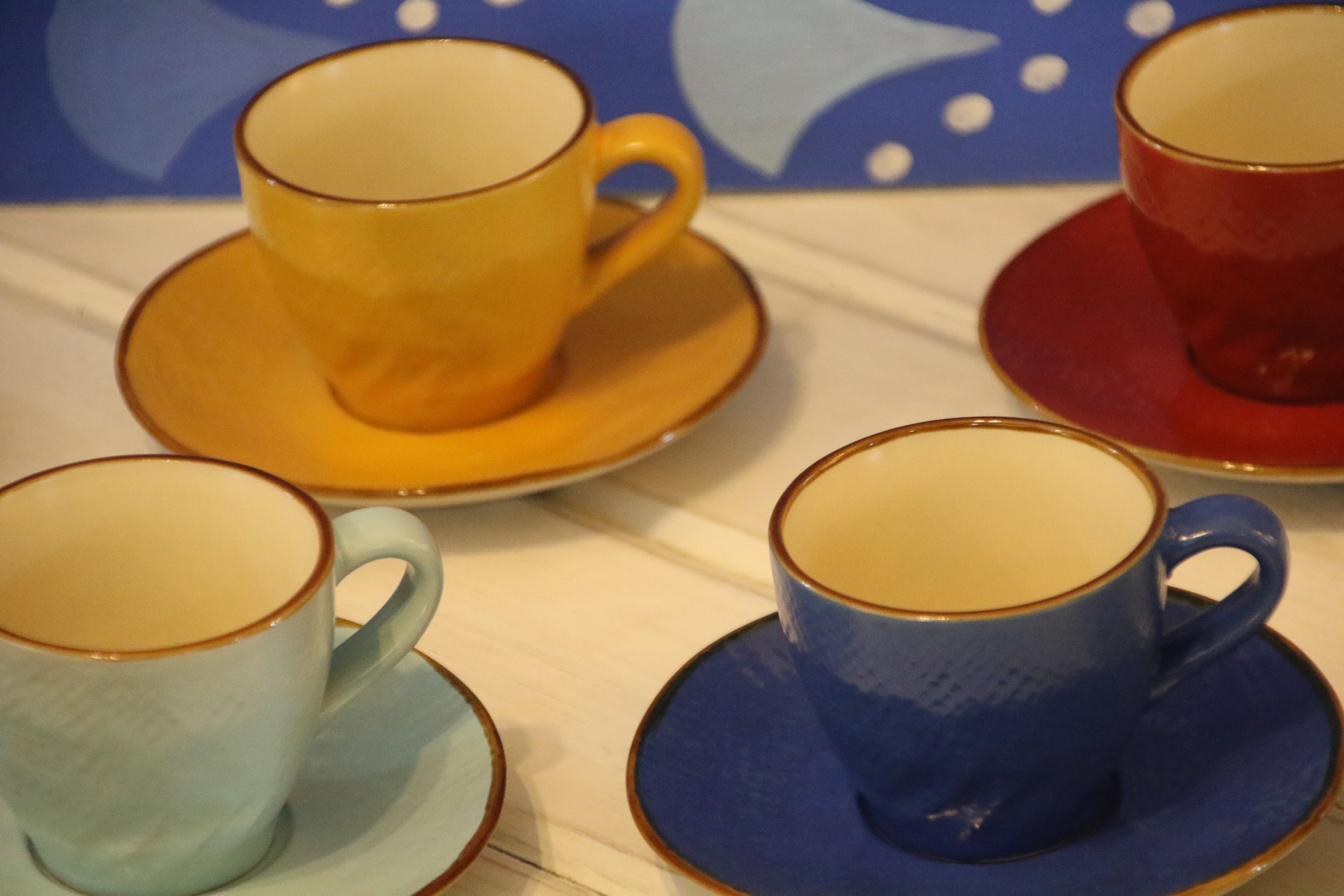 TAZZINA CAFFÈ CON PIATTINO COLORI MIX