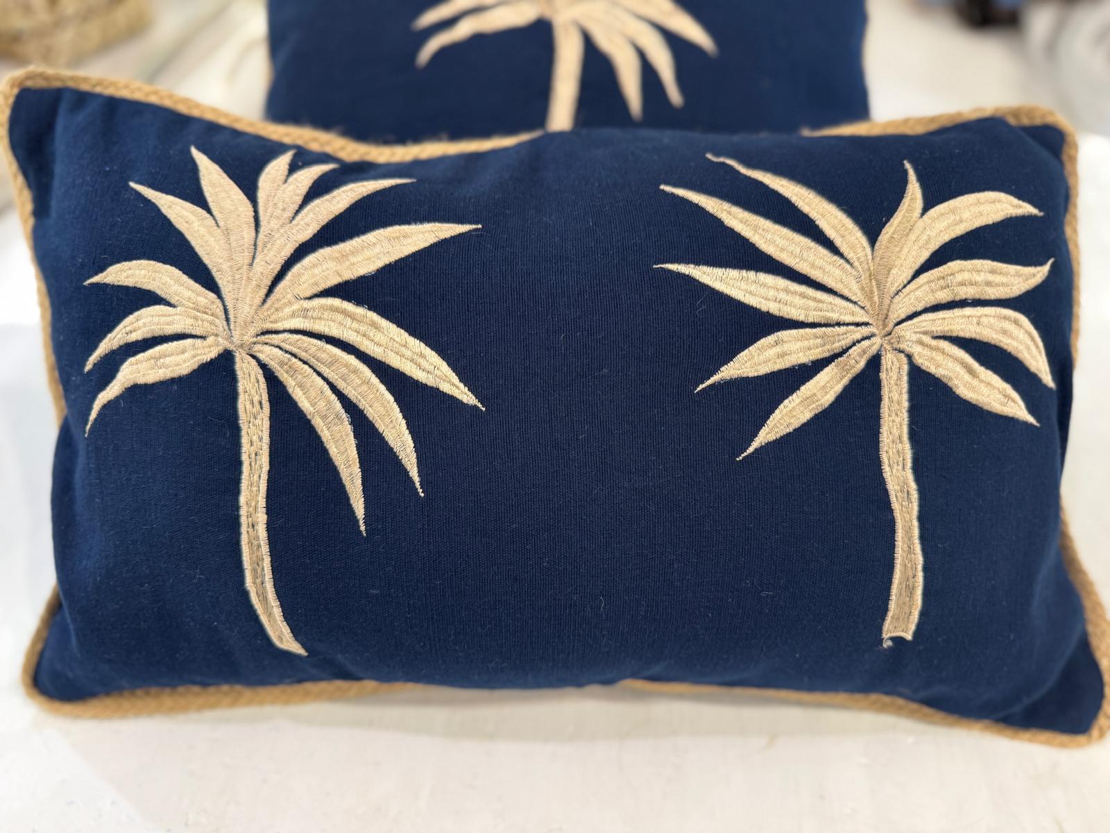 CUSCINO RETTANGOLARE DARK BLUE PALMA GOLD 30X50