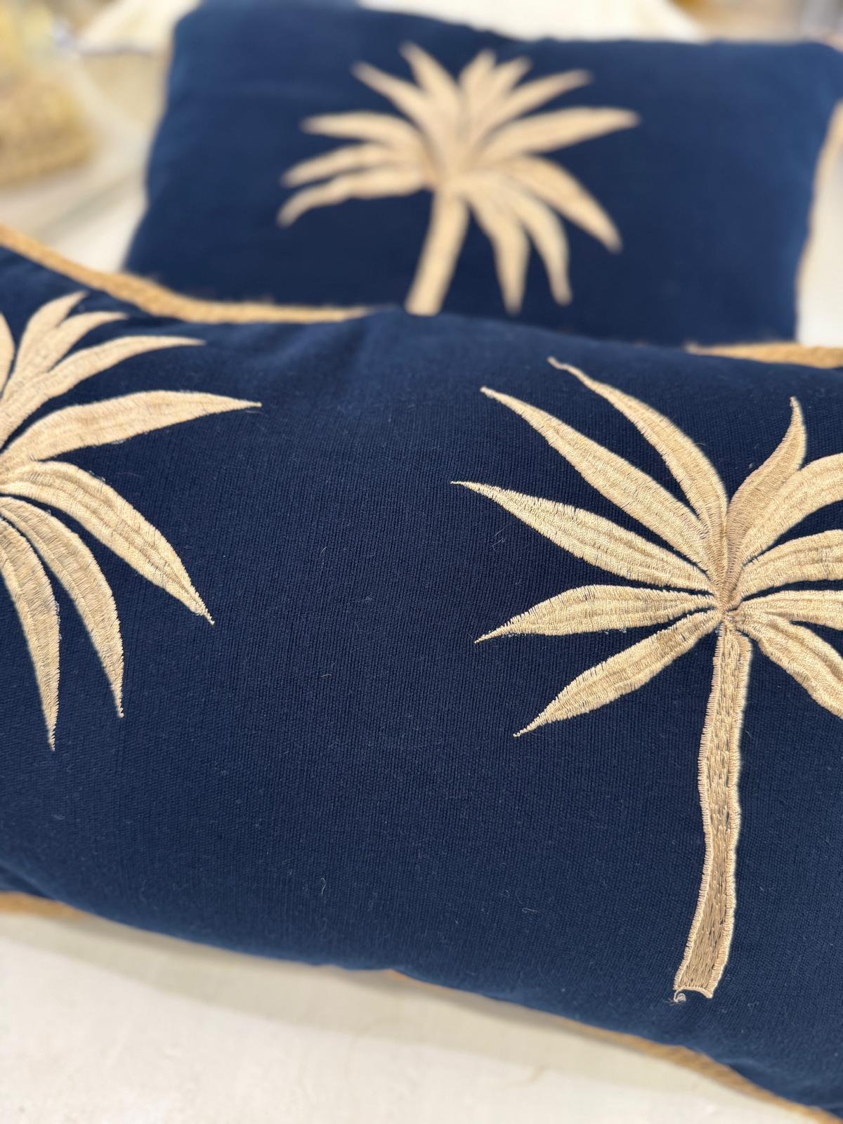 CUSCINO RETTANGOLARE DARK BLUE PALMA GOLD 30X50