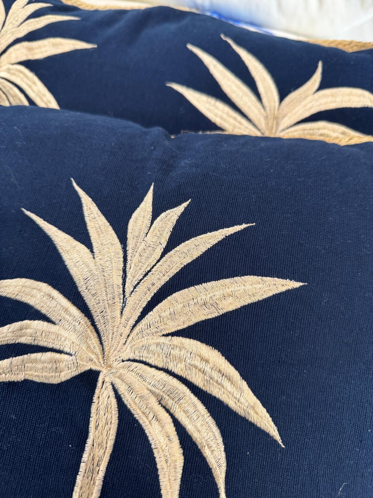 CUSCINO QUADRATO DARK BLUE PALMA GOLD 40x40