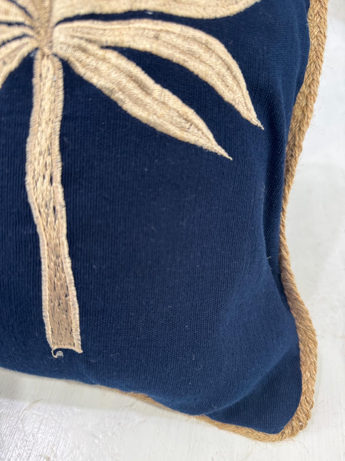 CUSCINO RETTANGOLARE DARK BLUE PALMA GOLD 30X50