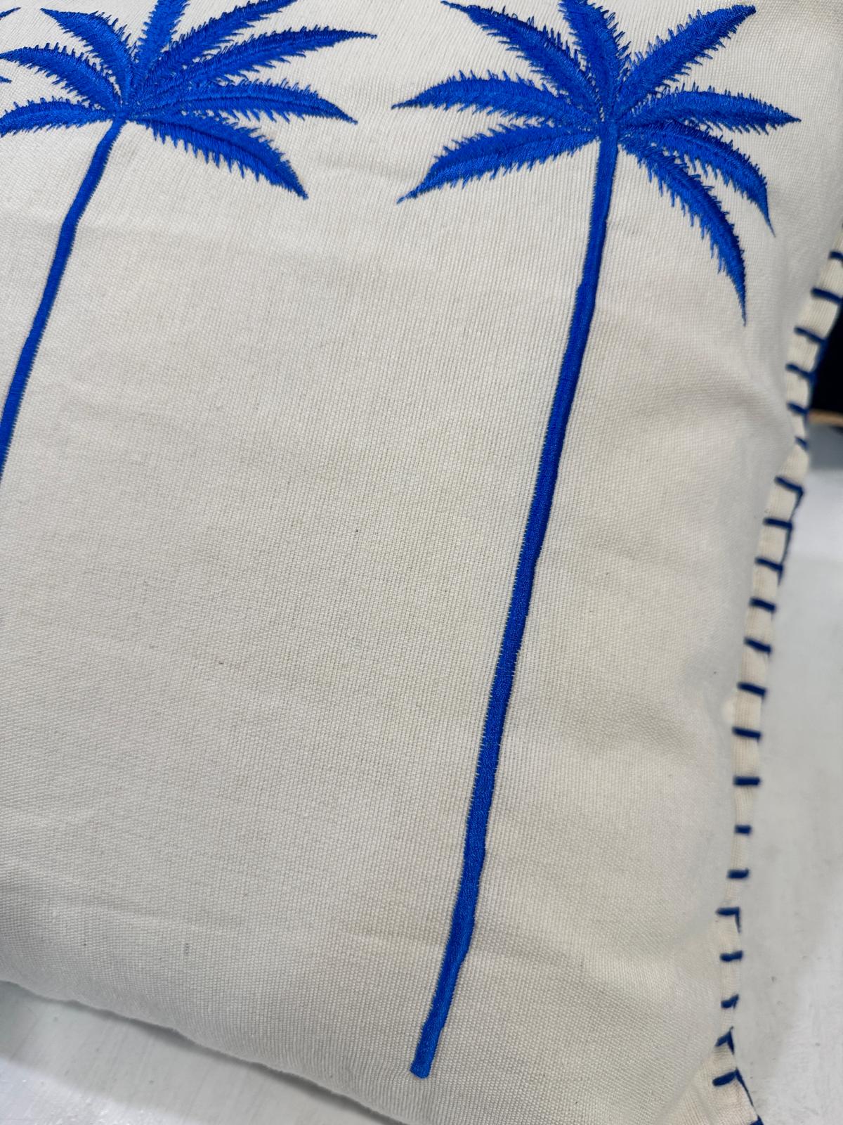 CUSCINO QUADRATO ECRU TRE  PALME BLU ACCESO 50X50
