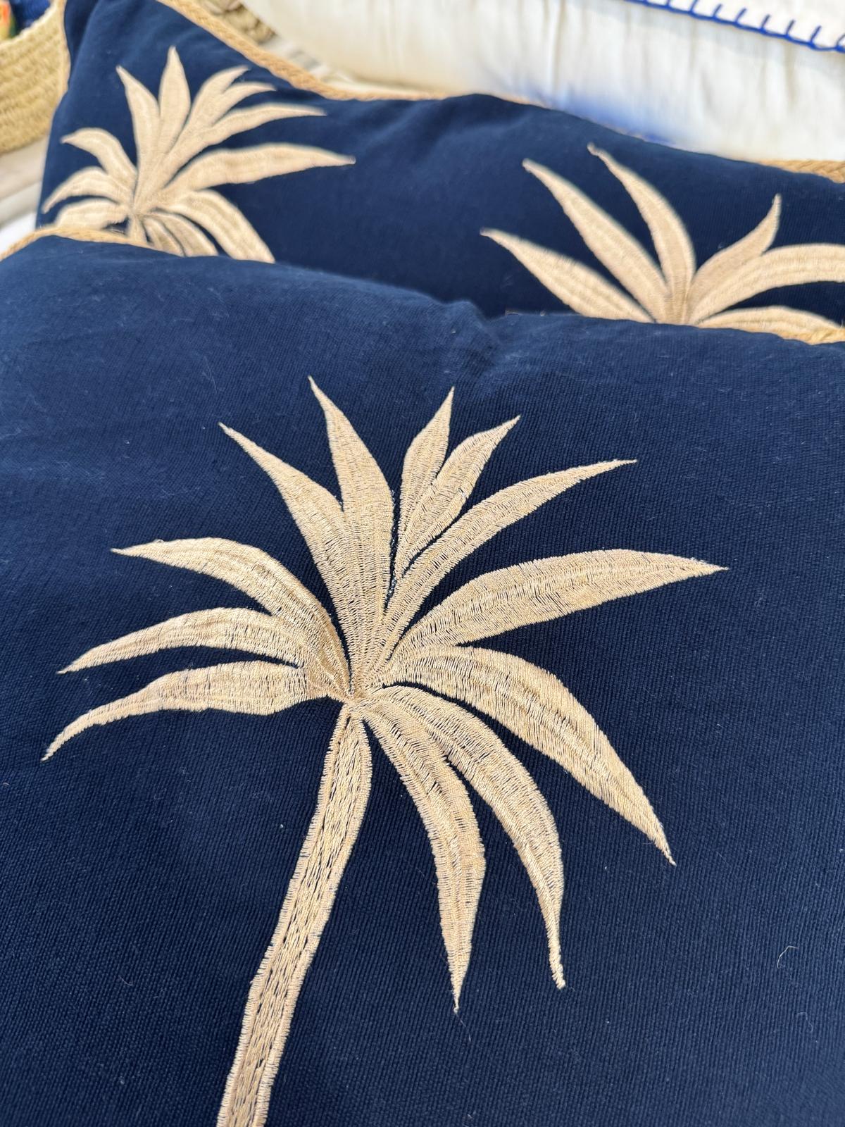 CUSCINO RETTANGOLARE DARK BLUE PALMA GOLD 30X50