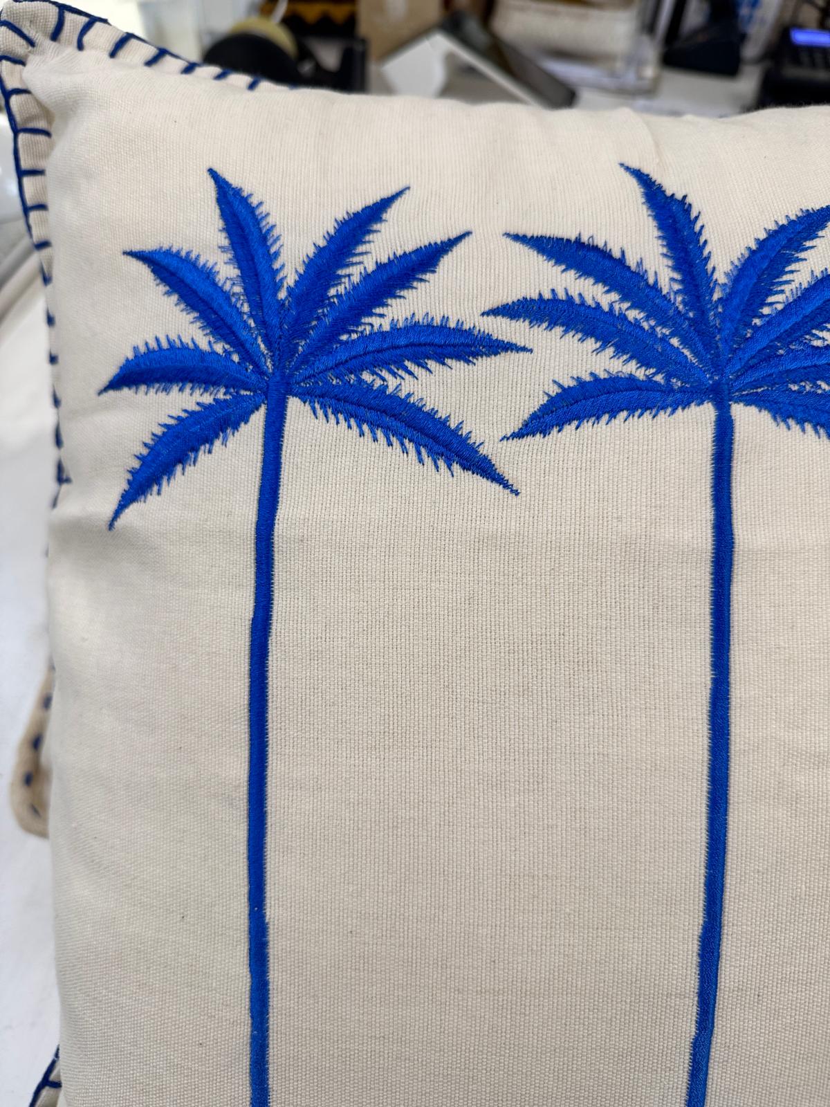 CUSCINO QUADRATO ECRU TRE  PALME BLU ACCESO 50X50
