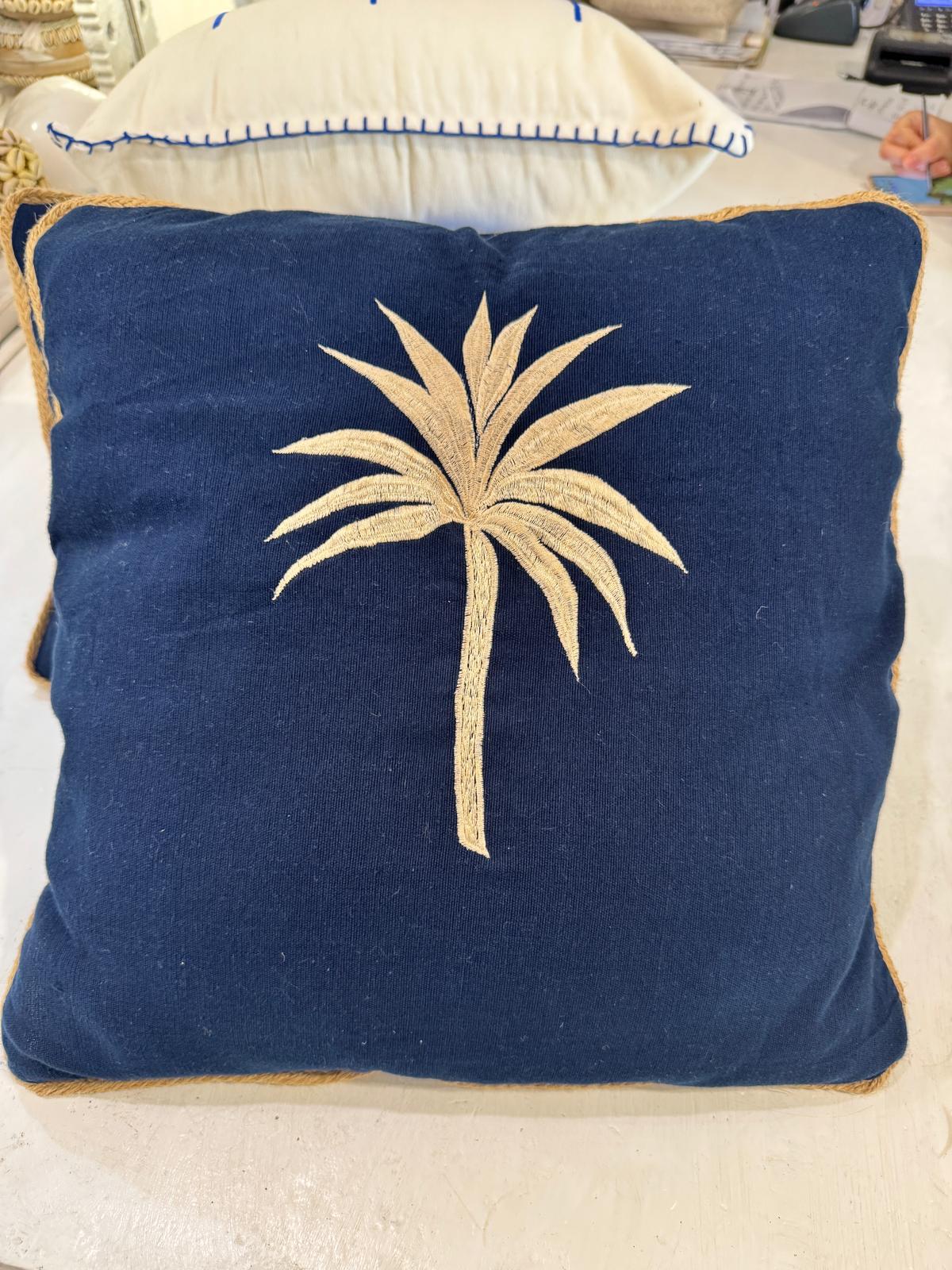 CUSCINO QUADRATO DARK BLUE PALMA GOLD 40x40