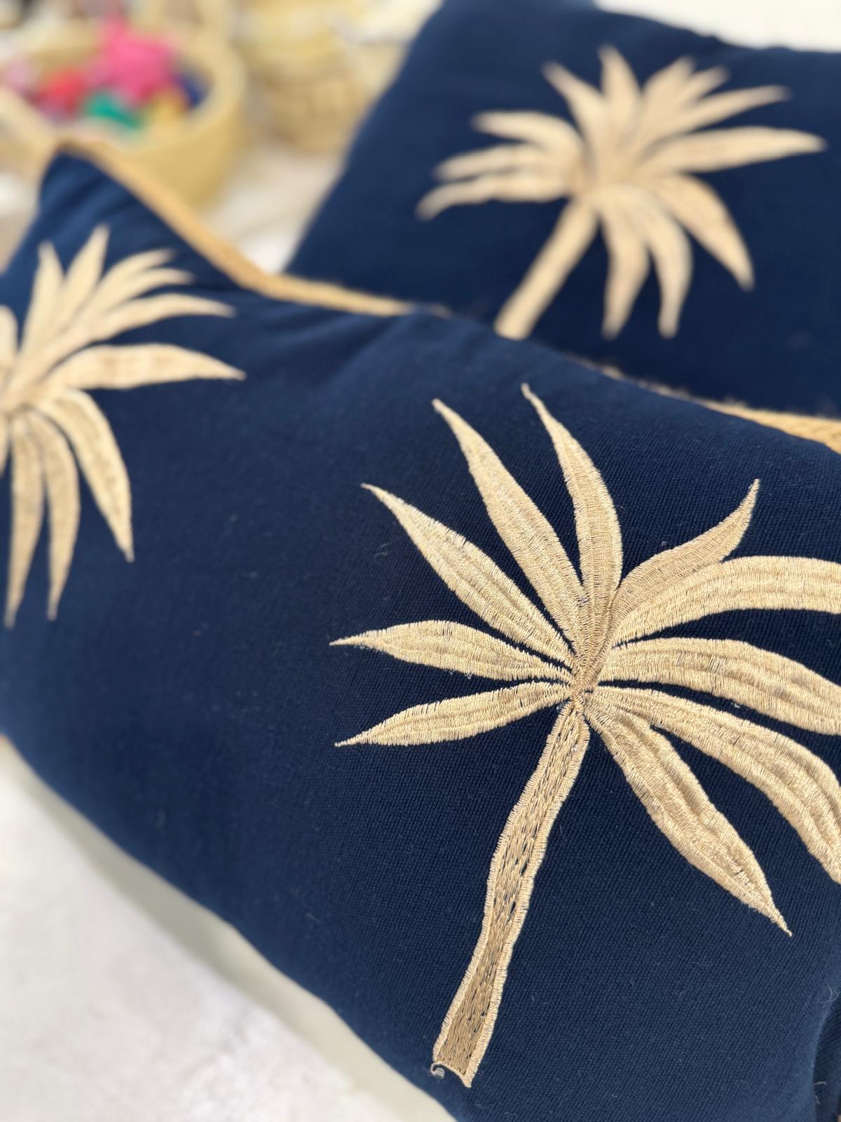 CUSCINO RETTANGOLARE DARK BLUE PALMA GOLD 30X50