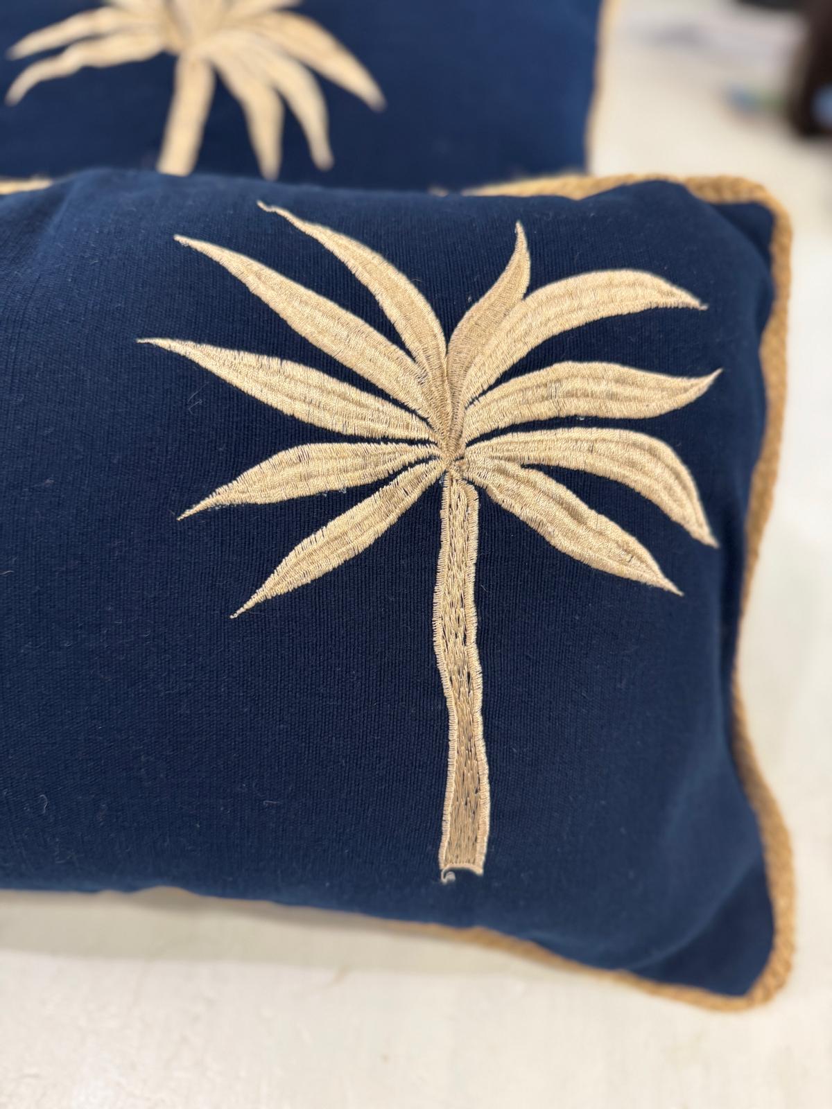CUSCINO RETTANGOLARE DARK BLUE PALMA GOLD 30X50