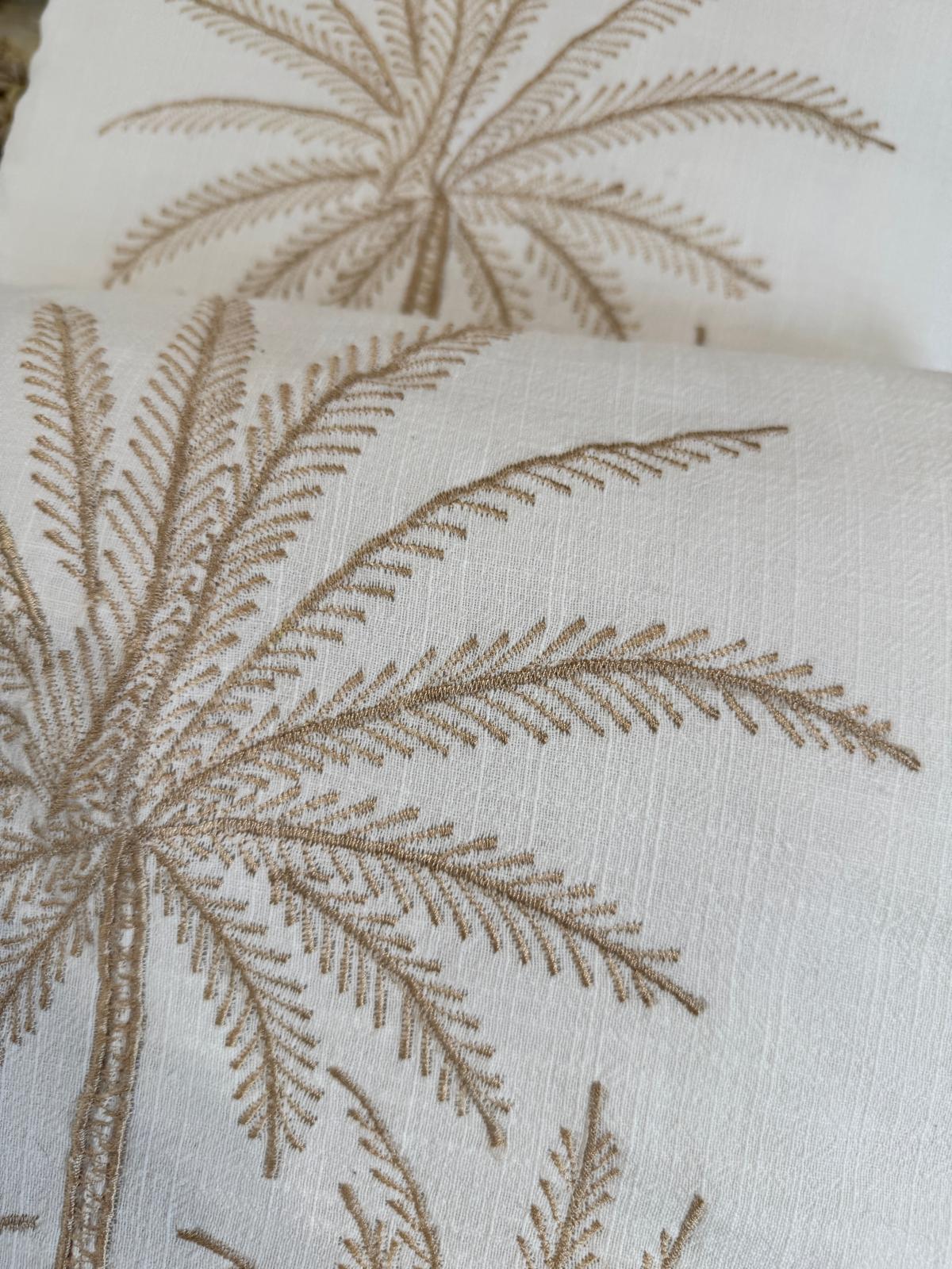 CUSCINO BIANCO QUADRATO TRE PALME STILIZZATE GOLD CON TASSEL 50X50