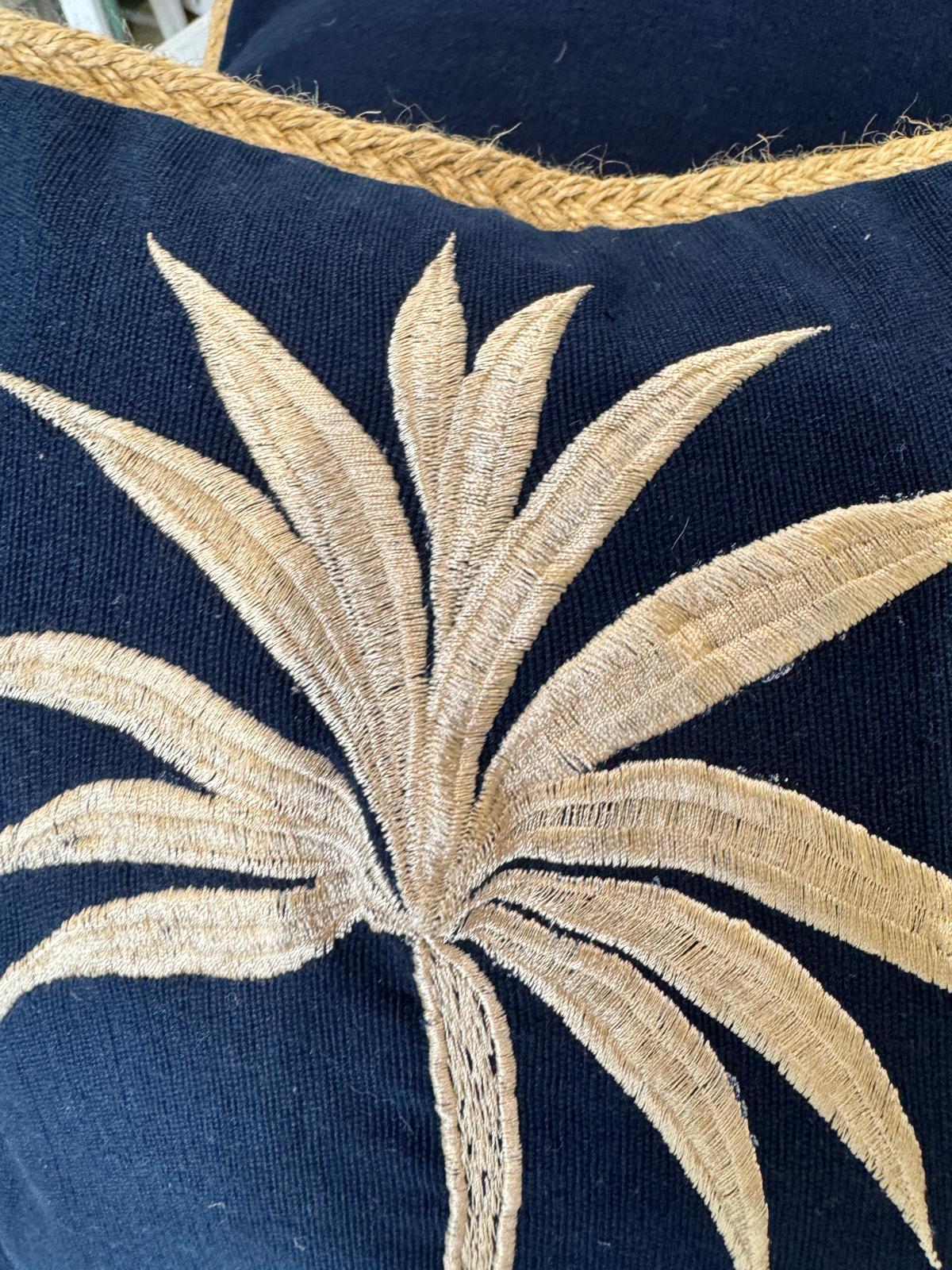 CUSCINO QUADRATO DARK BLUE PALMA GOLD 40x40
