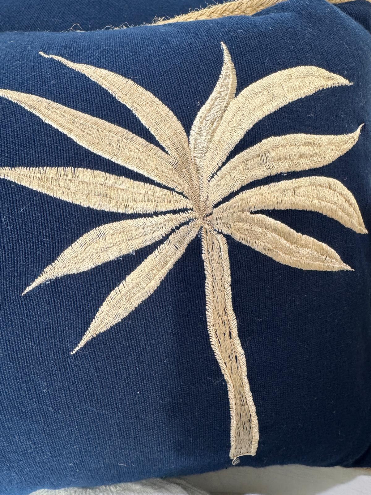 CUSCINO QUADRATO DARK BLUE PALMA GOLD 40x40