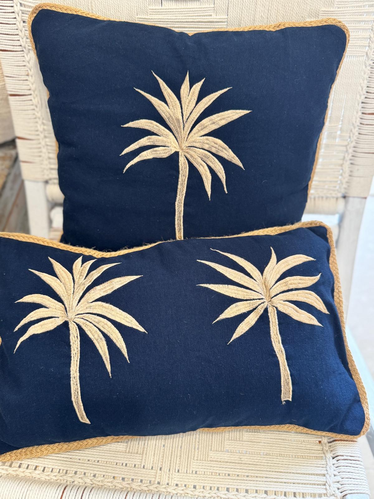 CUSCINO QUADRATO DARK BLUE PALMA GOLD 40x40