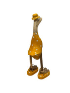 Papera Decorativa In Legno Artigianale Gialla Pois Bianchi Infradito