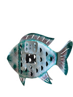 PESCE DA APPOGGIO FERRO SFUMATO BIANCO VERDE CON ROSA PORTACANDELA