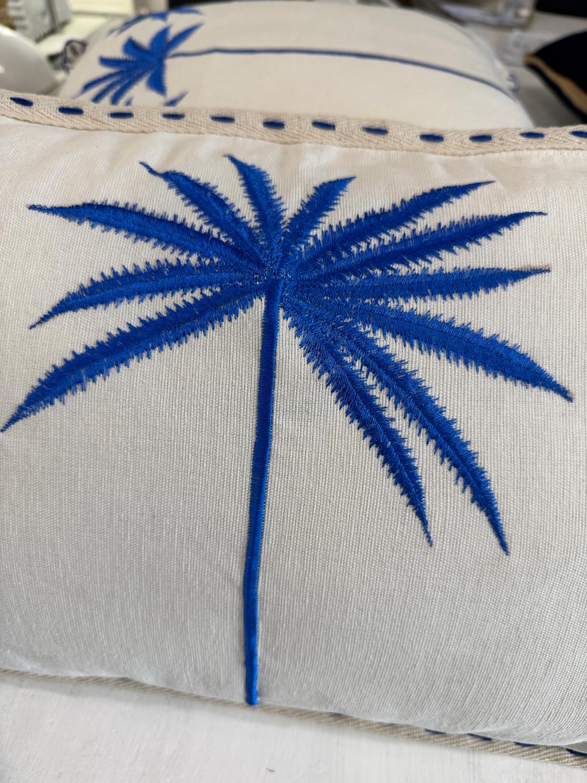 CUSCINO RETTANGOLARE ECRU PALMA BLU ACCESO