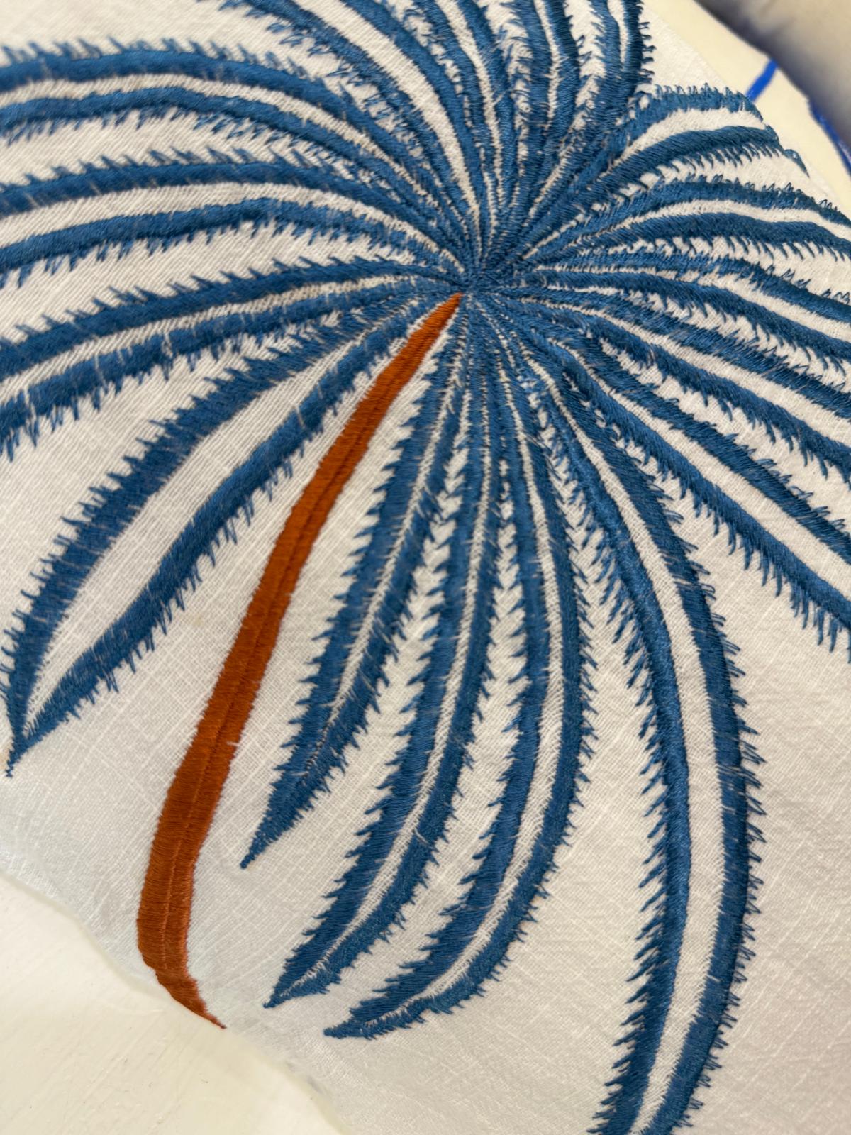 CUSCINO RETTANGOLARE BIANCO PALMA BLU AVIO
