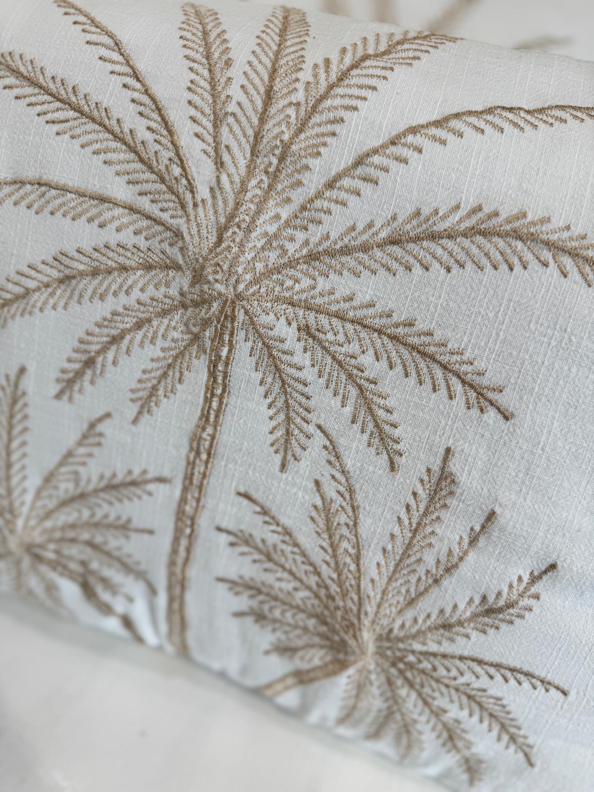 CUSCINO BIANCO TRE PALME STILIZZATE GOLD