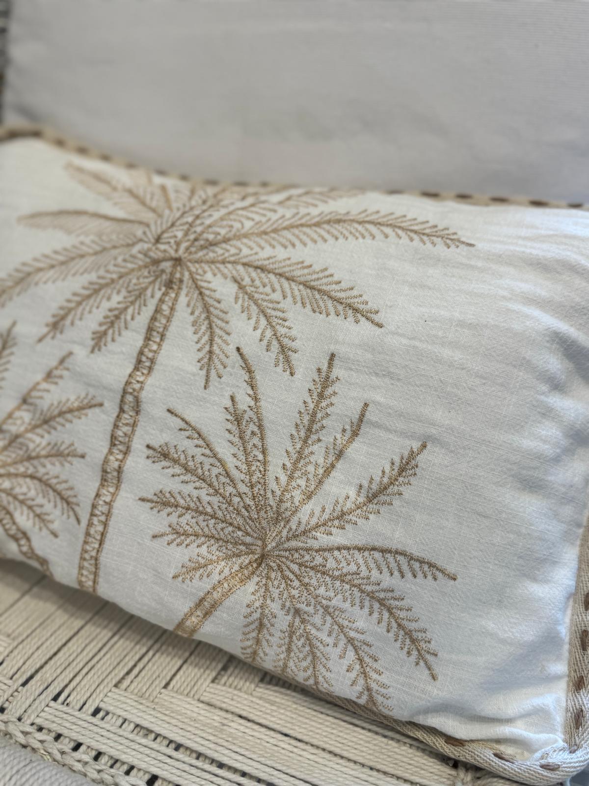 CUSCINO BIANCO TRE PALME STILIZZATE GOLD