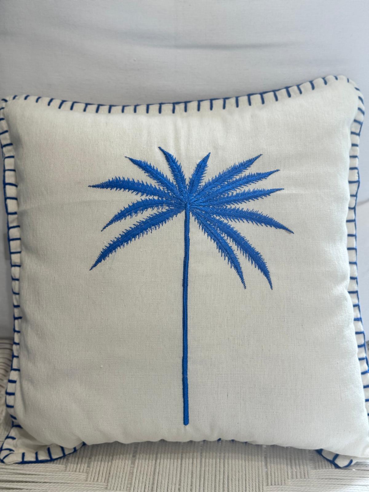 CUSCINO ECRÙ PALMA BLU ACCESO