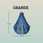 Lampadario Palline Legno Blu Artigianale Bali | Illuminazione Casa