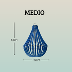 Lampadario Palline Legno Blu Artigianale Bali | Illuminazione Casa