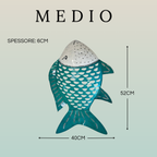 Pesce Decorativo in Ferro Battuto Verde Tiffany e Bianco | Collezione Tropicale