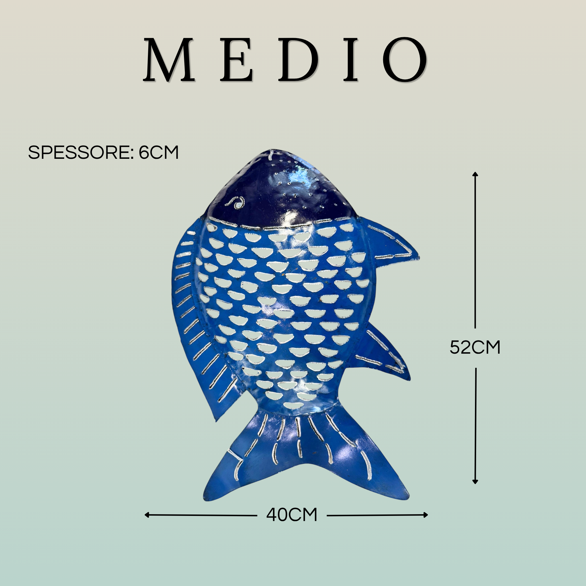Pesce Decorativo in Ferro Battuto Blu Scuro e Azzurro | Collezione Tropicale