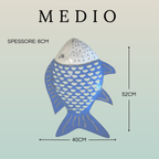 Pesce Decorativo in Ferro Battuto Celeste e Bianco | Collezione Tropicale
