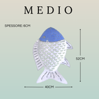 Pesce Decorativo in Ferro Battuto Celeste e Bianco | Collezione Tropicale