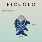 Pesce Decorativo In Ferro Battuto Azzurro E Bianco Collezione Tropicale