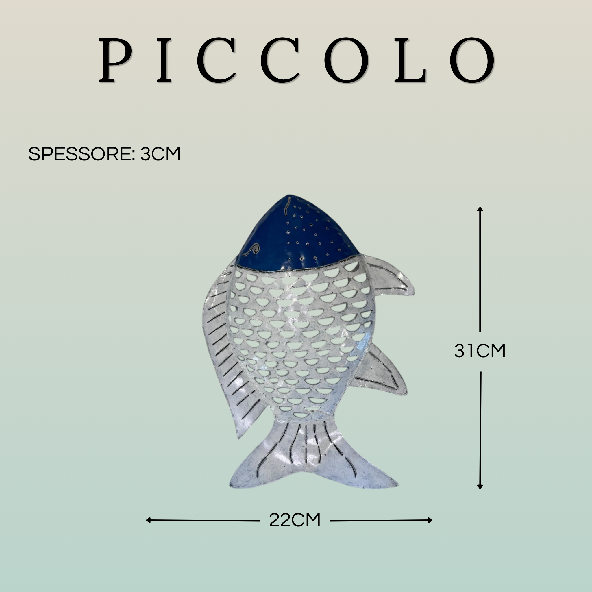 Pesce Decorativo in Ferro Battuto Blu Scuro e Bianco | Collezione Tropicale