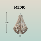 Lampadario Palline Legno Naturale Artigianale Bali | Illuminazione Casa