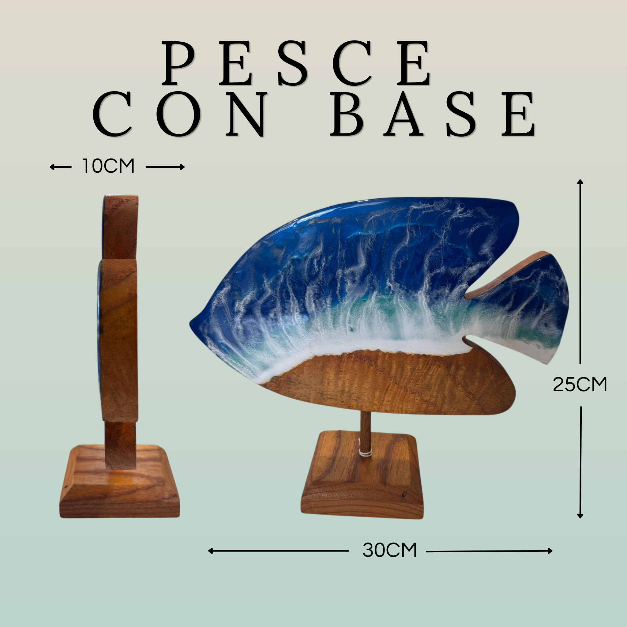 Figure Marine in Legno e Resina Epossidica con Base – Soprammobile