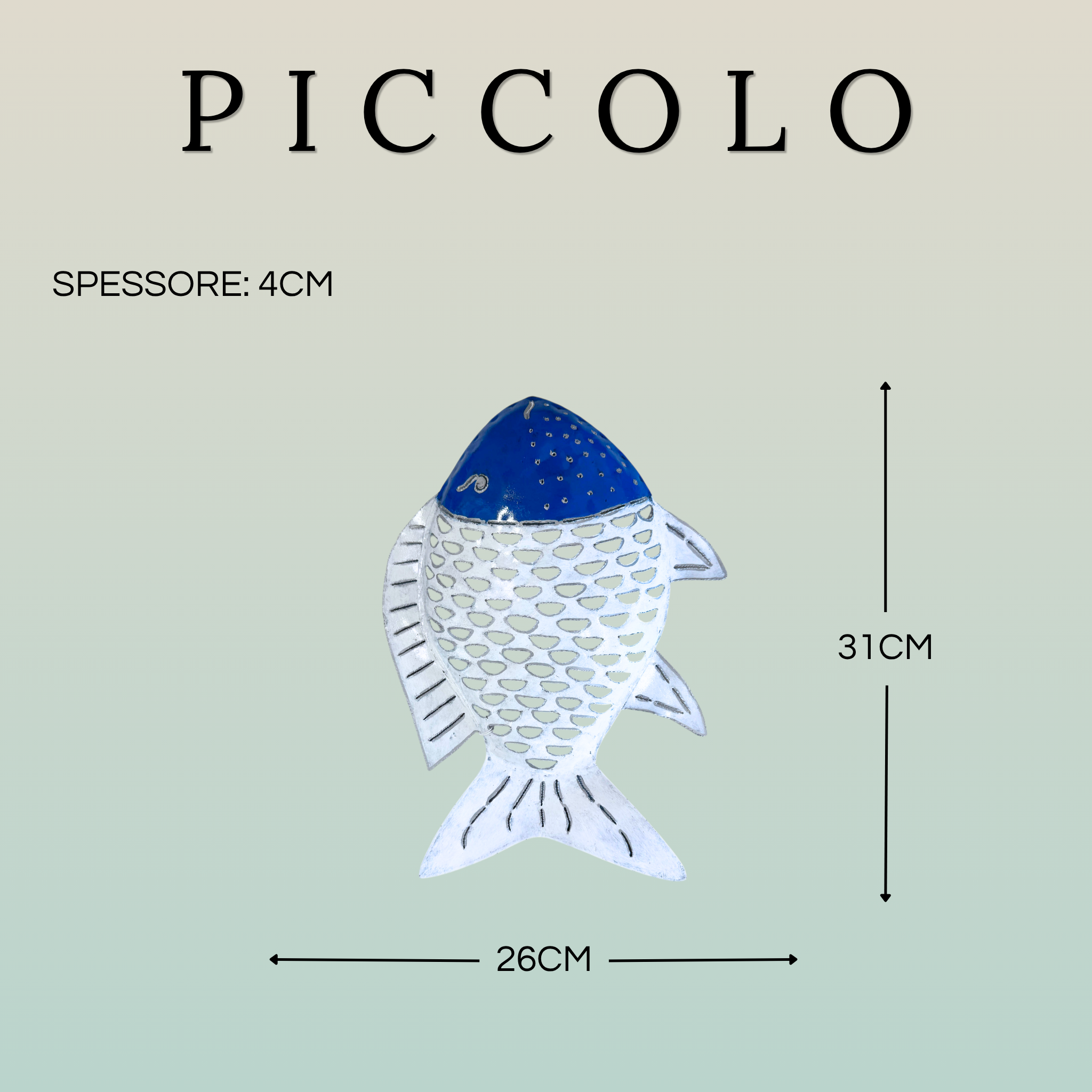 Pesce Decorativo In Ferro Battuto Azzurro E Bianco Collezione Tropicale