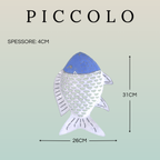 Pesce Decorativo in Ferro Battuto Celeste e Bianco | Collezione Tropicale
