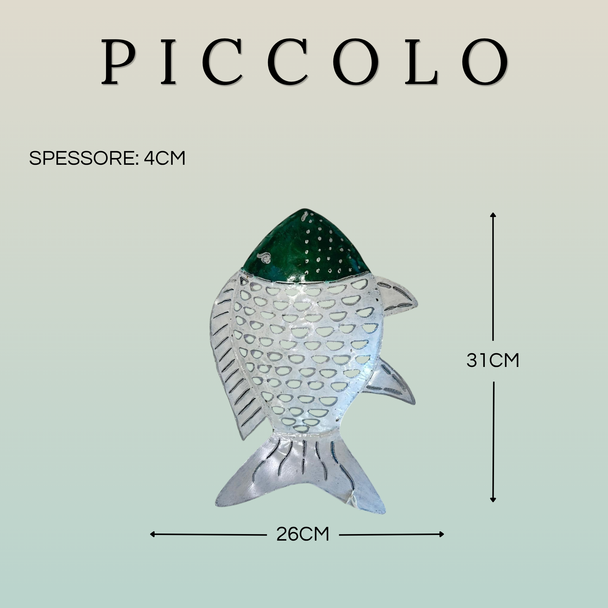 Pesce Decorativo in Ferro Battuto Verde Scuro e Bianco | Collezione Tropicale
