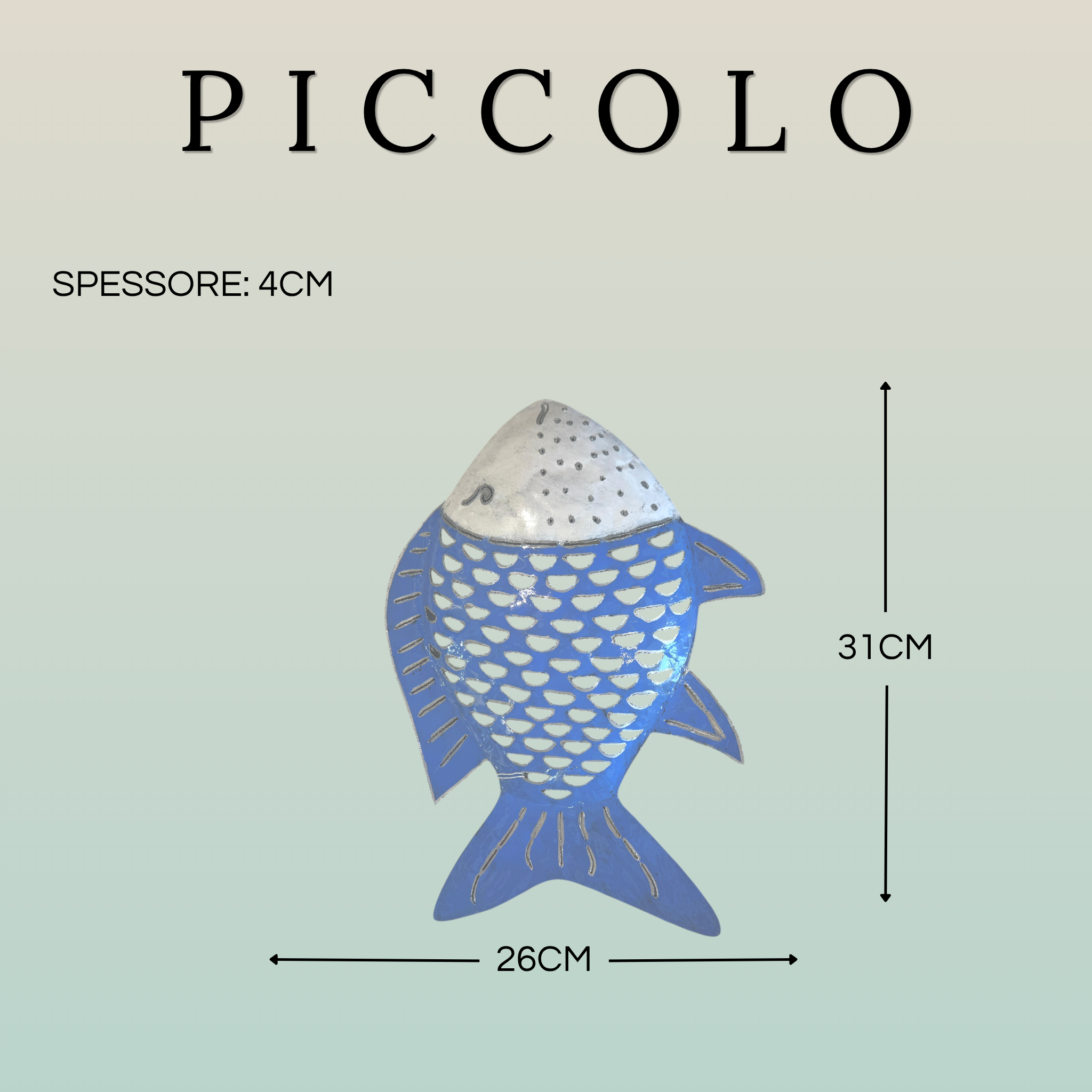 Pesce Decorativo in Ferro Battuto Celeste e Bianco | Collezione Tropicale