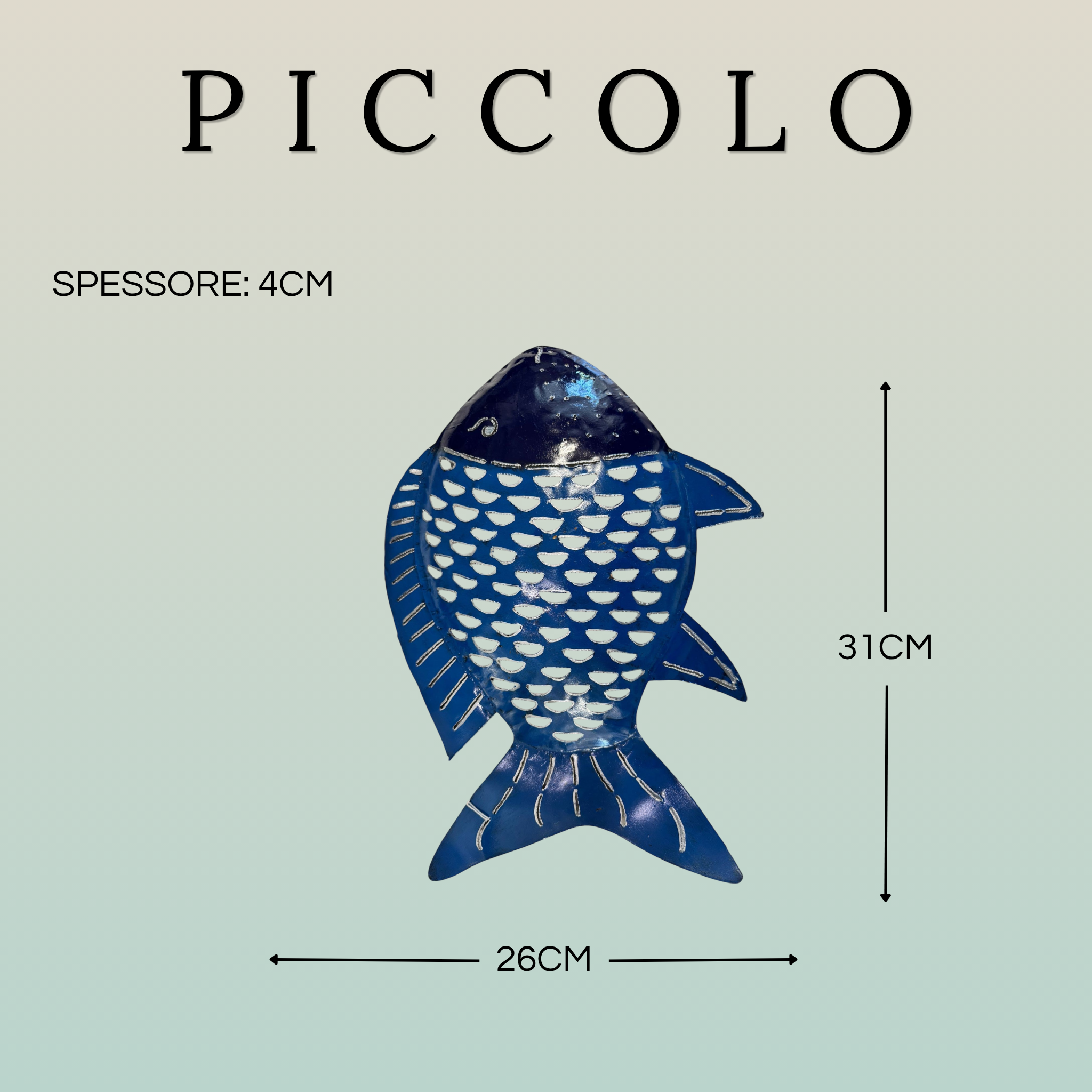 Pesce Decorativo in Ferro Battuto Blu Scuro e Azzurro | Collezione Tropicale