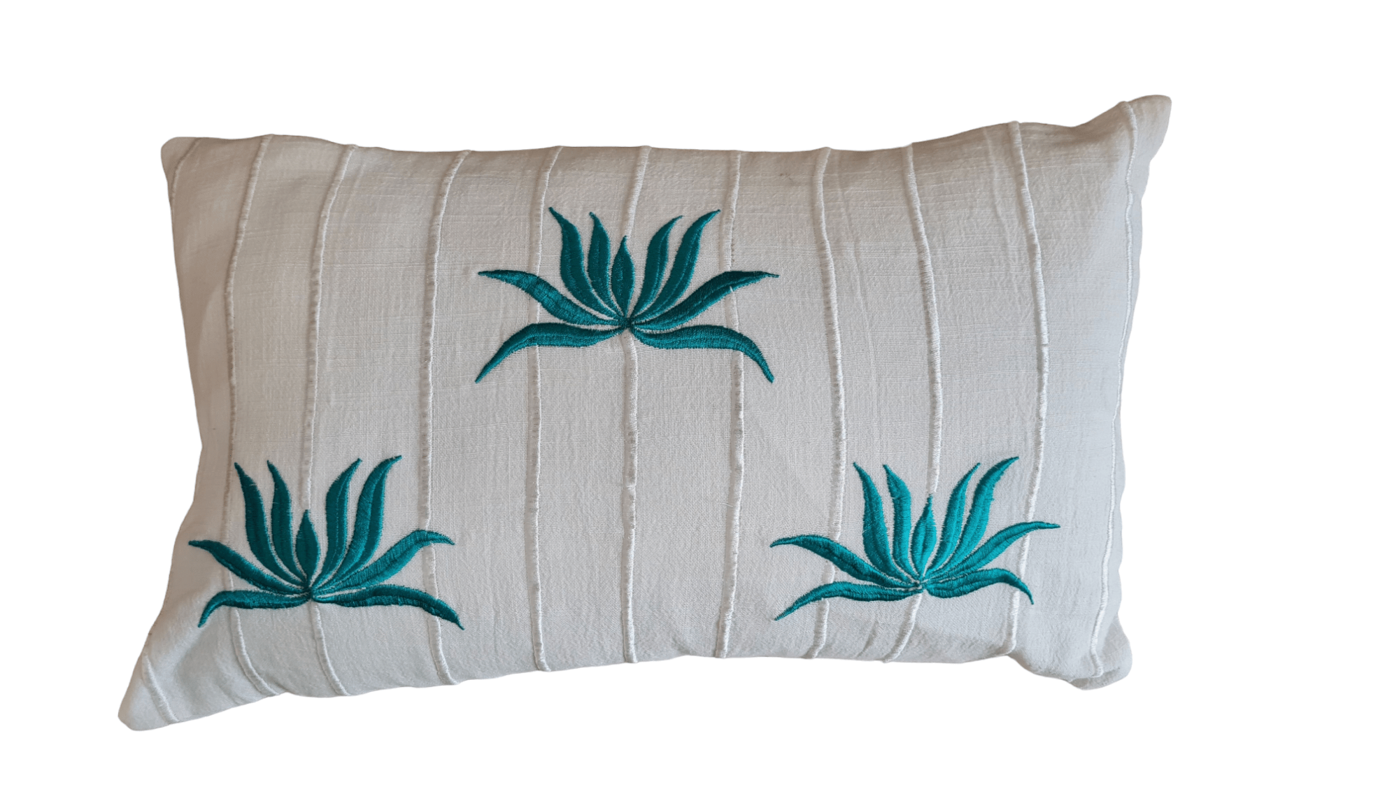 CUSCINO RETTANGOLARE BIANCO FIORI DI LOTO TIFFANY GREEN