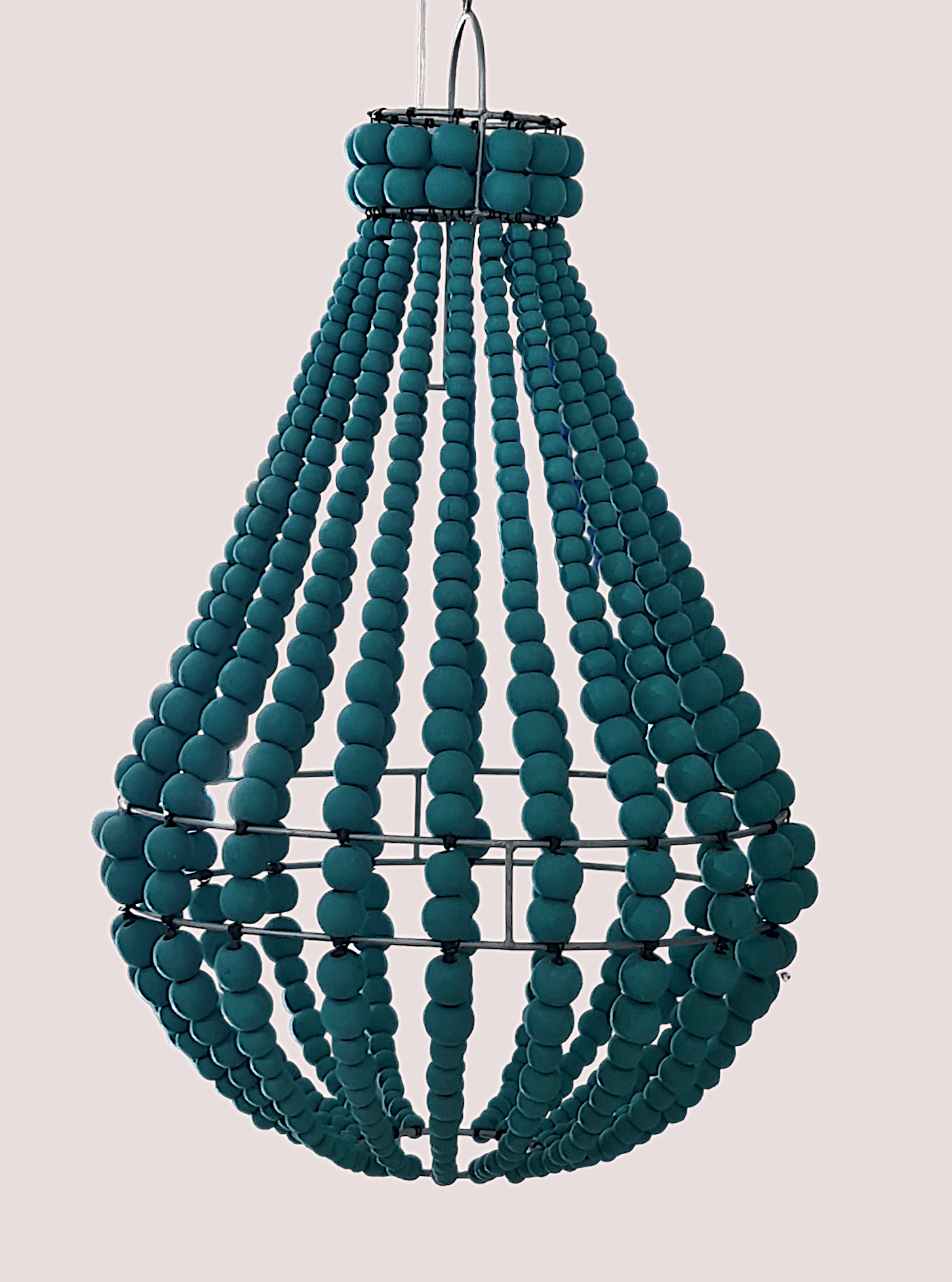 lampadario palline legno turchese tiffany green piccolo